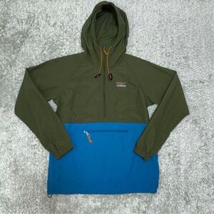 L.L.Bean Men’s Mountain Classic Anorak Green & Blue Colorblock Size S